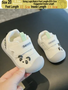 1雙中性幼兒熊貓裝飾細網魔鬼氈運動鞋，四季通用室內外日常穿著（尺寸參考鞋墊公分） - 淺灰色 - 查看 20