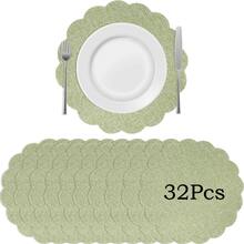 Brown Lace Placemats, Machine Washable, Non-Slip, Flat Table Mat With Coaster, Wedding Home Decor, Table Ornament, Spring Outdoor Holiday Party Gift, Washable Heat-Insulating Mat, Vase Mat, Christmas New Year - Grass Green - View 17