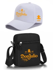1件/2件裝復古「DONJULIO」西式字母印花棒球帽與斜挎包套裝，街頭時尚戶外運動平帽簷帽與單肩包，可調節，適合日常穿著與送禮 - 彩色 - 查看 12