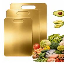 3pcs Titanium Cutting Board, Titanium Kitchen Cutting Board, 304 Stainless Steel Cutting Board, Suitable For Meat, Fruits And Vegetables - Multicolor - View 2