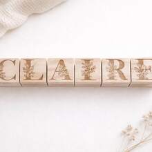 Personalized Wood Name Blocks, Floral Print, Nursery Decor, Baby Shower Gift, Photo Props, Keepsake,Minimalist Wall Art,Abstract Heart Print - Multicolor - View 4