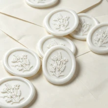 20PCS/Pack Floral Pattern Wax Seal Stickers, Used For Wedding Invitations, Party Invitations Decoration, Gift Wrapping, Scrapbooking Decoration - Ivory White - Flower - White - View 7
