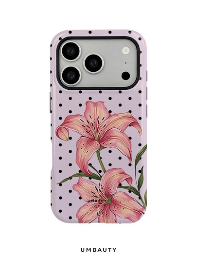 UMBAUTY 1pc Fashionable Phone Case, Polka Dot Lily Pattern Design, Compatible With Phone 17 Pro Max, 16 Pro Max, 15 Pro Max, 14 Pro Max, 11/12/13/14/15/16/18 Pro/Pro Max/Plus. This High-End, Stylish And Fun Phone Case Is Suitable For Men And Women, And Is An Ideal Gift For Girlfriend On Easter, Spring, Wedding Season And Birthday