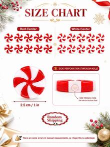 1 Inch Christmas Candy Cane Decorations, 50pcs Plastic Faux Peppermint Candy Ornaments, Red And White Color, Suitable For Christmas Holiday Decor, Party Favors And DIY Crafts - Acrylic Candy - View 3