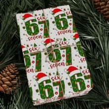 3 Styles Christmas Gift Wrapping Paper, With Number 6 And 7 Design, Suitable For Fun Gift Wrapping, Holiday Gifting, Christmas, Includes Jute Rope (Durable, Fade-Resistant) - B - View 5