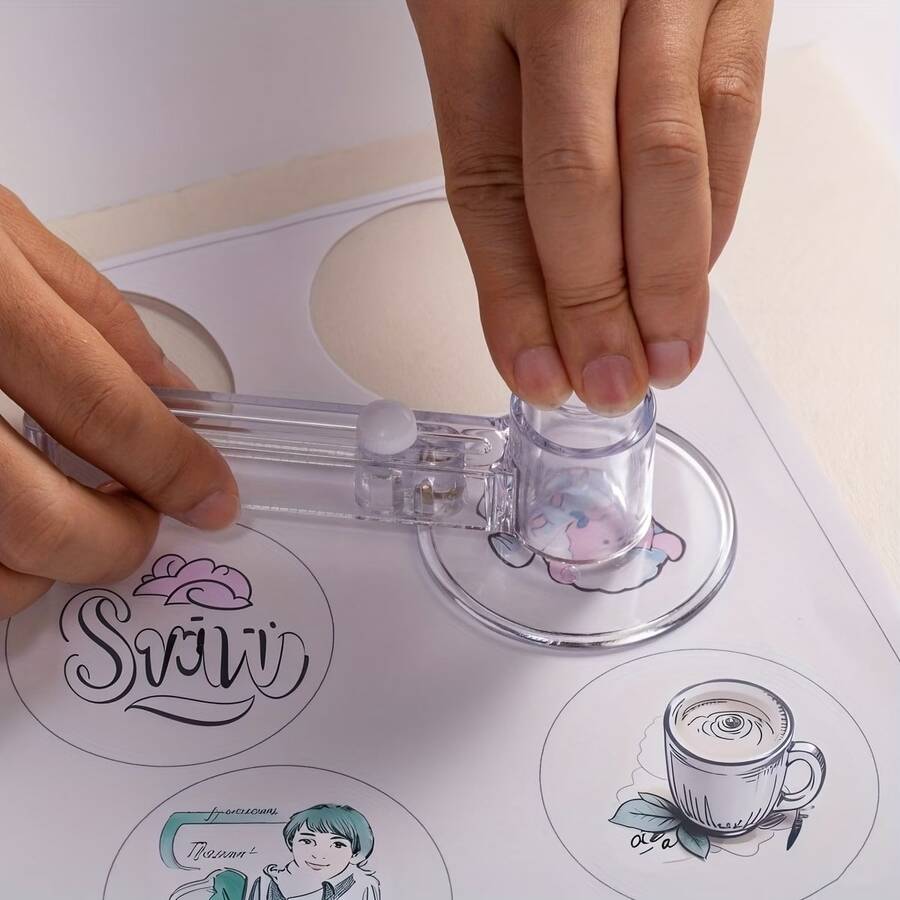Adjustable Round & Badge Cutter - Transparent Manual Circle Cutter, Sturdy Desktop Protector, Precise Multi-Purpose, For DIY Crafts, Fabric, Button Cutting, Photo Paper, Planner, Scrapbooking, School Supplies And Craft Supplies - Multicolor - View 1