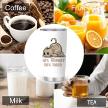 1/5pcs 20oz Stainless Steel Insulated Tumbler, Sleepy Tired Tabby Cat Slogan Print, Leak‑Proof Sealed Lid, Portable Thermal Cup For Office Break, Home Relaxation, Casual Outing, Daily Drinkware Use - Lazy, Hungry, and Tired Cat - View 6