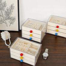 Large Capacity Multi-Layer Jewelry Storage Box With Transparent Lid, Compartment Tray For Earrings, Rings, Bracelets And Necklaces - Multicolor - View 3