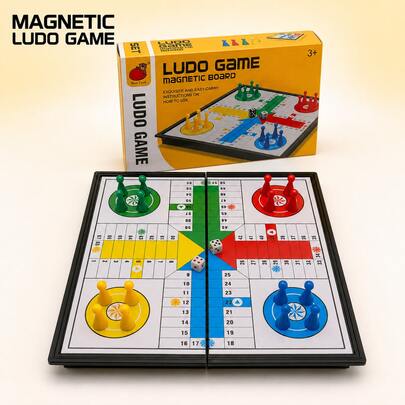 Portable Magnetic Ludo Board Game Set, Foldable Travel Game With Colorful Pieces And Dice, 2–4 Player Family Party Table Game For Game Night And Gifts