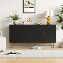 Sideboard Made Of Wood With Storage With Doors Soft-Close Black For Dining Room And Living Room - Black - View 10
