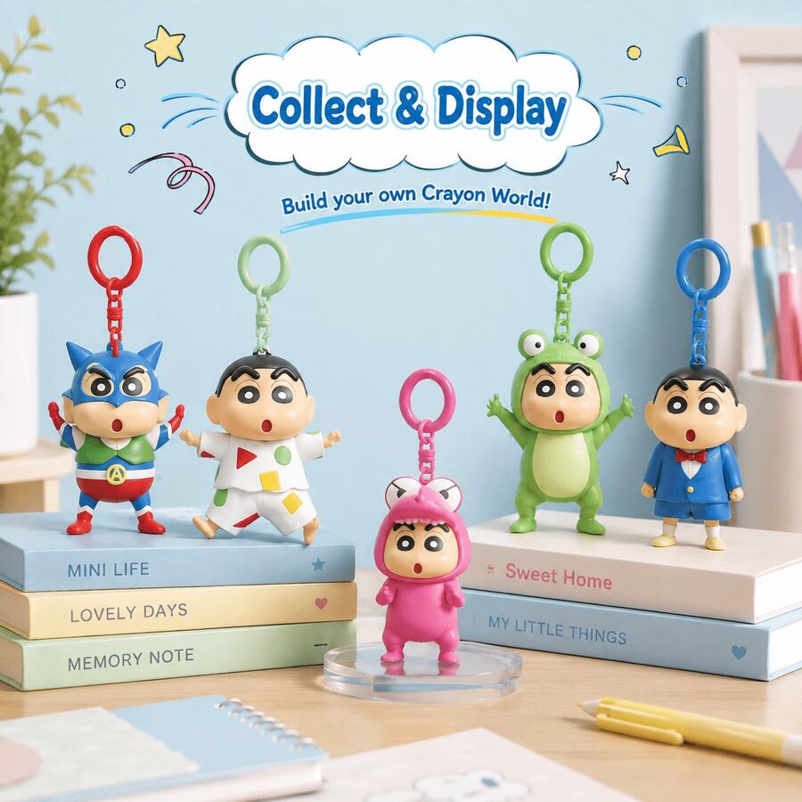 Gantungan Kunci MINISO Crayon Shin-Chan Blind Box, 1 Figur Koleksi Desain Acak, Gantungan Tas Karakter Lucu untuk Ransel, Dompet & Hadiah - Gaya Acak - 1 Kotak Buta - View 1