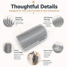 Wall-Mounted Cat Scratching & Grooming Brush - Self-Grooming Corner Comb - Scratching Board Toy - Deshedding Massage Comb | Pet Grooming Tool - Self-Grooming Corner Comb, Indoor Pet Massage Tool - Easy To Clean, Ergonomic Pet Comb - Space-Saving Pet Grooming Tool, Suitable For Deshedding And Grooming - Multicolor - View 5