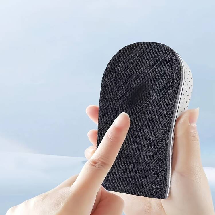 1 Pair Black Height Increasing Insoles 2/3/4cm Half-Height Shoe Pads Lightweight Comfortable Breathable Sweat-Absorbent Non-Deforming Suitable For Casual Shoes And Sports Shoes - Black - View 3