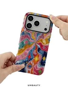 UMBAUTY 1pc Fashionable Phone Case, Colorful Fluid Star Pattern Design, Compatible With Phone 17 Pro Max, 16 Pro Max, 15 Pro Max, 14 Pro Max, 11/12/13/14/15/16/18 Pro/Pro Max/Plus. This High-End, Fashionable And Fun Phone Case Is Suitable For Men And Women, Making It An Ideal Gift For Your Girlfriend On Easter, Spring, Halloween, Wedding Season And Birthday - Multicolor - View 6