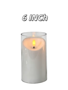 Transparent Flameless Candle, Battery Operated 3D Wick Flickering LED Pillar Candle, Suitable For Dinner, Wedding, Holiday, Halloween, Christmas Decoration, Battery Not Included - White - View 11