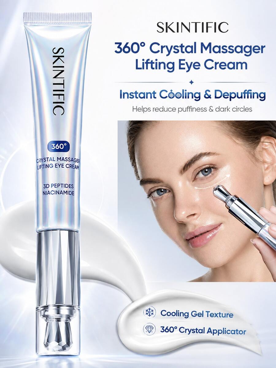 SKINTIFIC 360° Crystal Massage Lifting Eye Cream, Reduces Eye Puffiness, Nourishes Eye Skin With 3D Peptide, Niacinamide And Caffeine - [1pcs]360° Crystal Massage Eye Cream 20g - View 1