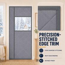 Pure Gray Side-Opening Winter Thermal Door Curtain With Visible Window, Built-In Strong Magnetic Blocks For Seamless Silent Closure, No-Drill Hook And Loop Installation, Hidden Bottom Weight, Suitable For Various Home Door Scenarios, Multiple Sizes Available - Solid Gray Side-open [Warm] - View 8