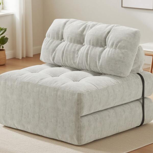 Sofá cama plegable convertible de pana tipo futón - Sillón de suelo con almohada - Respaldo ajustable, cama de invitados ahorradora de espacio para espacios pequeños - Azul marino
