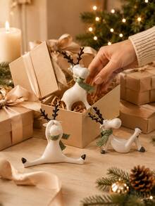Fun Christmas Reindeer Sculpture, Cute Humorous Deer Statue With Green Scarf, Modern Christmas Tabletop Decor, Suitable For Mantel, Shelf, Living Room, Office, Winter Holiday Decoration, Christmas Gift - Selected Items - View 10
