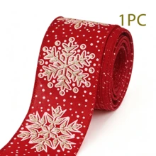 2 Rolls 63mm X 5 Yards Christmas Wired Edge Snowflake Holiday Gift Wrapping Ribbon, Christmas Wreath Bow Making Ribbon, Winter Burlap Craft Decorative Ribbon, Red And White Color, Suitable For Gift Wrapping And Handmade Crafts - Multicolor - View 13