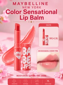 Maybelline 美寶蓮寶蓓愛炫彩護唇膏，一支1.7g，色號#04 Rock&Roll Cherry Pink，持久亮澤保濕，一筆顯色，日常使用，適合所有膚色 - #04 搖滾櫻桃粉 - 查看 2