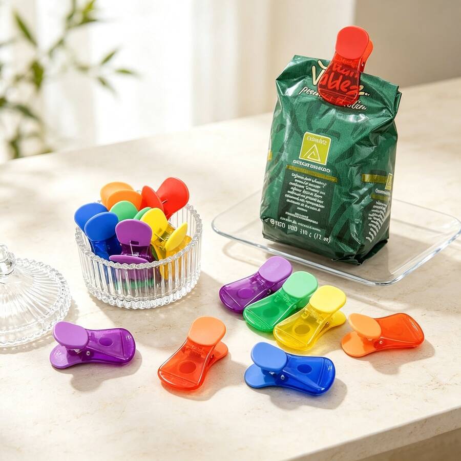 6pcs Colorful Transparent Magnetic Food Bag Clips, Multi-Functional Refrigerator Magnet Snack Sealing Clips, Suitable For Kitchen Storage, Random Mixed Colors