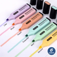 6/12pcs Macaron Color Highlighters, Colorful Note Highlighters, Suitable For Journals, Notebooks, School And Office Supplies, Back To School Season - Multicolor - View 2