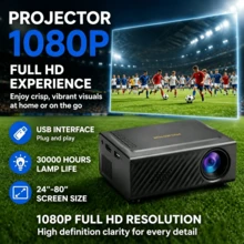 Portable Projector, Suitable For Home Theater, 1080p Native Resolution And Supports 4K, LCD Display Technology, Plug-In Desktop Design (Plug) - Ideal Christmas Gift, Camping, Home Theater - Black - 1080p - View 10