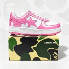 A BATHING APE BAPE STA #1 M2 粉色與白色漆皮運動鞋 - 玫紅色 - 查看 4