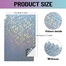 10 Sheets Diamond Vinyl Printable Paper Sticker Paper - A4 Size (8.3*11.7 Inch), Waterproof & Self-Adhesive & Durable Vinyl Sticker Film, Inkjet & Laser Printable Paper (Broken Glass Pattern) - Diamond - View 2