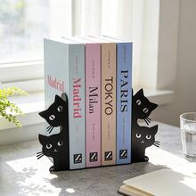 Cute Little Black Cat Hollowed Out Metal Book Holder Paired With Cute Cat Silhouette L-Shaped Book Stand For Female Students, Fixed Storage Bracket For Books, Creative Birthday And Holiday Gifts For Cat Enthusiasts. - Black - View 6