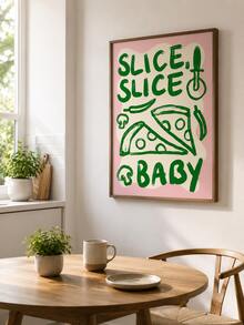 1件 Slice Slice 寶寶披薩帆布壁畫，無框復古手繪食物印花，趣味廚房海報，餐廳咖啡廳室內牆面裝飾，居家裝飾禮物 - 字母G款 - 查看 2