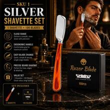 Professional Wooden Handle Foldable Shavette Razor Kit For Men, Ergonomic Balanced Grip Straight Shaving Razor, Easy Quick Blade Replacement, 1 Razor With 100 Premium Stainless Single Edge Blades, Precise Beard Neckline Edging Tool For Barbershop & H - Multi-color - View 8