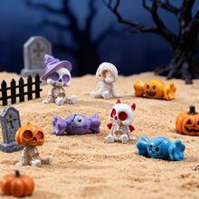 Q-Version Halloween Candy Character Figurine Set, Demon Wizard Skeleton Pumpkin Mummy Collectible Figures, Creative Desktop Atmosphere Decor - Multicolor - View 4
