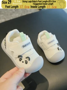 1雙中性幼兒熊貓裝飾細網魔鬼氈運動鞋，四季通用室內外日常穿著（尺寸參考鞋墊公分） - 淺灰色 - 查看 14