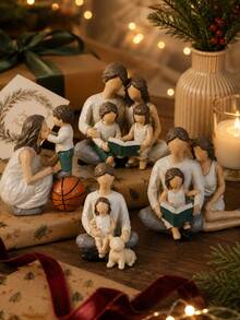 1pc Resin Family Figurine, Faceless Family Sculpture, Warm Home Desktop Decor, Suitable For Living Room, Bookshelf, Desk And Shelf, Modern Family Sculpture Ornament, Housewarming Anniversary Gift For Parents, Mom, Dad And Family Enthusiasts - New - View 2