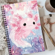Watercolor Pink Axolotl Notebook, 30 Sheets 60 Pages Lined Blank Notebook, Animal Notebook, Journal, Ideal Gift For Back To School, Christmas - A5 - View 4