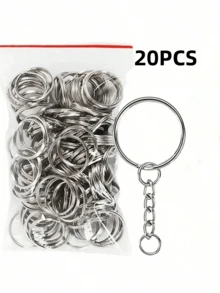 50pcs/20pcs Metal Blank Keychain Key Ring With Chain DIY Jewelry Accessories - Keychain - View 5