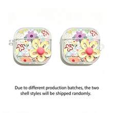 Cute Colorful Flower Earphone Protective Case, Transparent Anti-Drop Protective Shell, With Flower Bead Lanyard, Compatible With Pods 1/2/3/Pro/Pro 2 - Clear - View 5