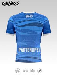 Italian Men's And Teen T-Shirt, Naples Design Comfortable Top, Match, Daily Wear, Gift, League Sports Fall - Blue - View 3