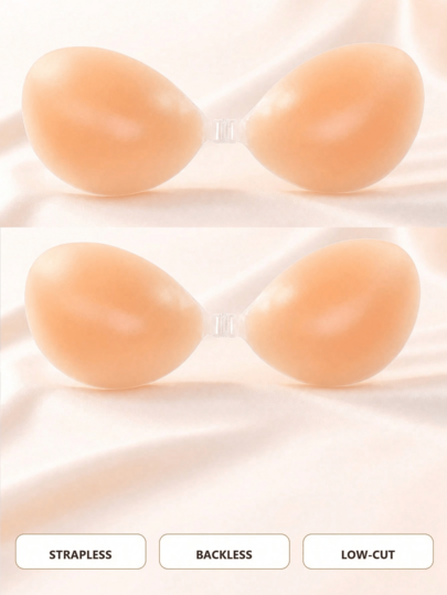 1/2 Pair Reusable Silicone Adhesive Bras, Non-Slip Lining, Suitable For Wedding Dresses, Small Size, Gentle Low Adhesion