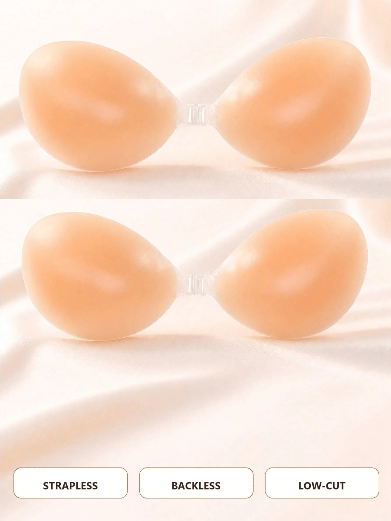 1/2 Pair Reusable Silicone Adhesive Bras, Non-Slip Lining, Suitable For Wedding Dresses, Small Size, Gentle Low Adhesion