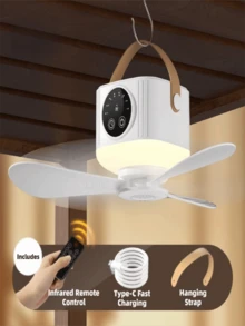 Kipas Gantung Portabel untuk Tenda, Cocok untuk Berkemah di Luar Ruangan, Dilengkapi Lampu LED Ultra Terang, Baterai Isi Ulang Kapasitas Besar, Kipas Gantung Mini, 4 Kecepatan Angin yang Dapat Diatur, Timer dan Kontrol Jarak Jauh, Pengisian Cepat Tipe-C, Cocok untuk Tenda, Asrama, Kamar Tidur, Halaman Belakang, Teras, Taman - 1 buah - View 13
