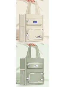 1 Large-Capacity Canvas Study Bag For Students, Beige/Black/Purple/Green, Suitable For High School, Junior High School And Teens, With Handles And Shoulder Strap Back To School School Supplies - New Canvas Tutoring Bag - View 18