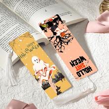 2pcs PET Printed Bookmarks, Exquisite Halloween Pattern Design, Durable And Beautiful, Unique Pattern Design Suitable For Daily Use Or Collection. The Best Gift For Back To School Season, Whether For Personal Use Or As A Gift For Family And Friends, It's A Unique And Practical Gift Choice To Add Atmosphere And Fun To Reading Time (Random Color Tassel) - 2PCS - View 9