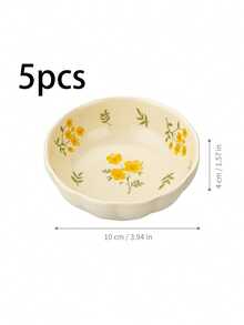 3.9 Inch Floral Print Ceramic Dip Bowl, Cute Flower Sauce Dish, Small Yellow Floral Print Bowl, Suitable For Condiments, Snacks, Desserts, Perfect For Home Kitchen, Party And Restaurant Use. - Multicolor - View 12