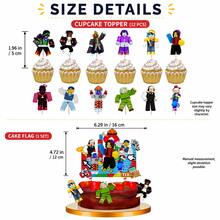 Roblox Set Bendera Dekorasi Cupcake Warna-warni 13 Buah, 12 Bendera + 1 Hiasan Kue, Desain Cetak Cerah, Berbagai Bentuk, Ringan dan Dapat Digunakan Kembali, Cocok untuk Pesta Ulang Tahun, Acara Pernikahan, Paskah, Halloween, dan Piknik Musim Panas - A - View 4