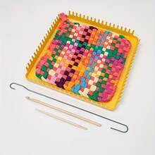 1 Set DIY Knitting Machine Craft Kit, Metal Square Knitting Machine, Suitable For Beginners, 18-Tooth Knitting Machine With Crochet Hook, Used For Crochet Knitting, Needlework, Sewing, Blankets, DIY Handmade Supplies And Gifts - One Size - View 4