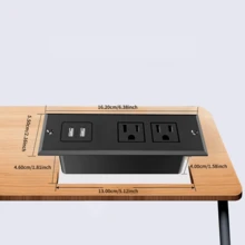 Stopkontak Terintegrasi, 2 Stopkontak AC dan 2 Port USB-A (5V 2.1A), Kabel Ekstensi 1,5m/5ft, Stasiun Pengisian Daya Terintegrasi untuk Meja, Cocok untuk Meja Kantor Rumah, Meja Dapur, Meja Samping Tempat Tidur, Meja Samping Sofa, Meja Kerja, Kamar Asrama - Steker Tipe B AS (110-127V) - View 2
