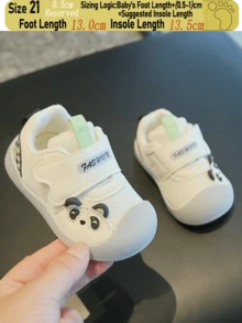 1雙中性幼兒熊貓裝飾細網魔鬼氈運動鞋，四季通用室內外日常穿著（尺寸參考鞋墊公分） - 淺灰色 - 查看 12